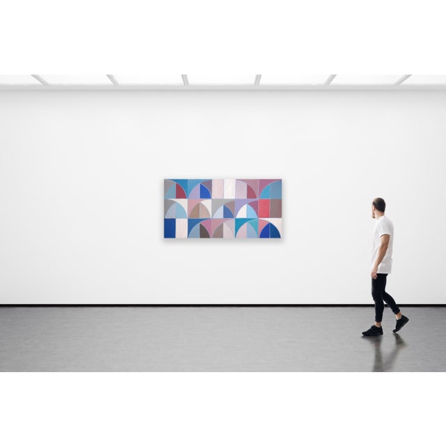 2026, Bauhaus Arches Sequence, Acrylic Paint on Canvas, Blue Geometric Drift, Architecture Patterns by Natalia Roman For Sale In Miami - Image 6 of 8