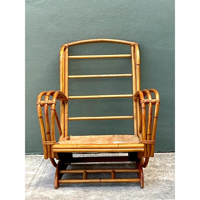 Mid 20th Century Vintage Heywood Wakefield Rattan Springer Lounge Chair For Sale - Image 5 of 12
