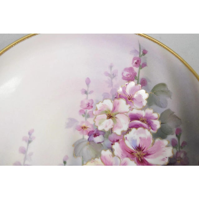 Antique Nippon Hand Painted Pink Wisteria Flower Porcelain Dish W / Handles For Sale In Philadelphia - Image 6 of 14