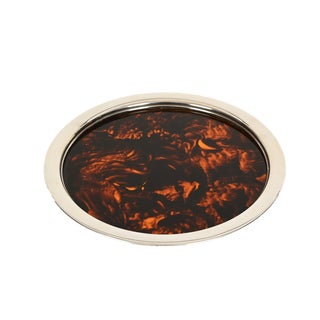 Silver Plated and Tortoiseshell Acrylic Serving Serving Tray from Christian Dior, 1970 For Sale