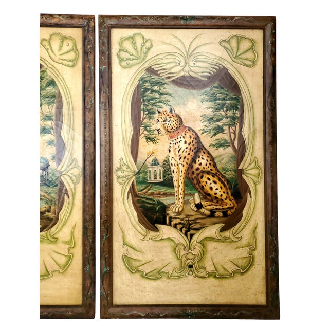Paintings Leopard & Cheetah - Extra Large Trompe l'Oeil Pair For Sale - Image 9 of 18