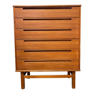 1960s Hjn Mobler Tall Teak 6 Drawer Mcm Dresser by Nils Jonsson For Sale