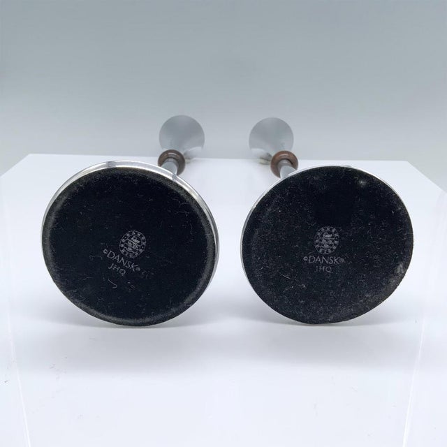 Mid-Century Modern 1970s Metal and Wood Modern Candlesticks by Jens Quistgaard for Dansk- a Pair For Sale - Image 3 of 3