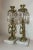 Pair of Antique Ornate Brass Marble Drop Crystal Girandole Candle Holders Lamp For Sale - Image 9 of 11