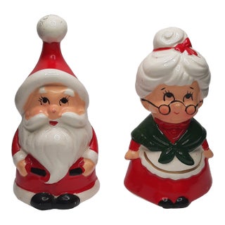 Mid C Lefton Mr and Mrs Santa Claus Christmas Salt Pepper Shaker For Sale