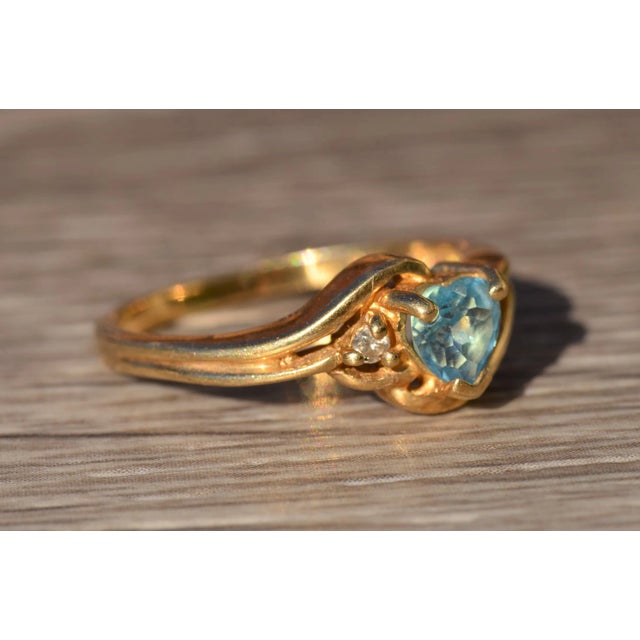 The Zuma: Ladies 14 K Gold Topaz and Diamond Heart Ring For Sale - Image 4 of 9