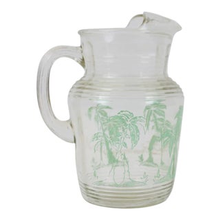 Glass Palm Tree Pitcher For Sale