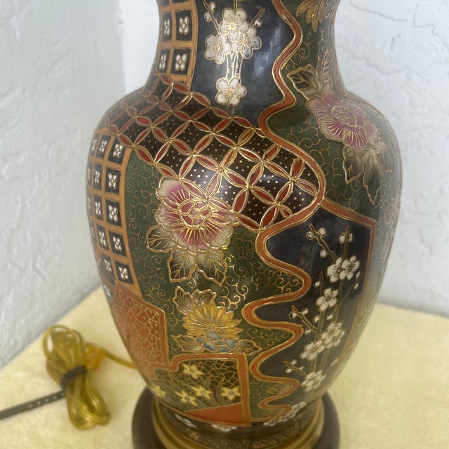 Vintage Japanese Satsuma Style Porcelain Table Lamp For Sale In Naples, FL - Image 6 of 10