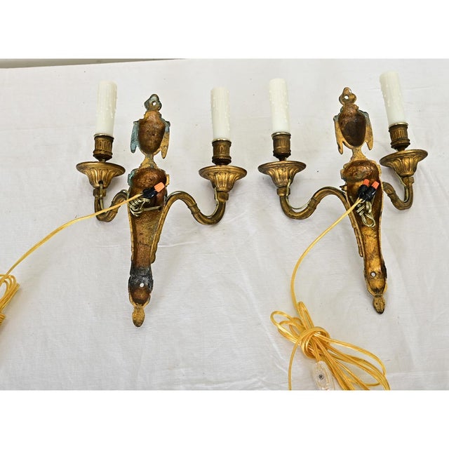French 19th Century Louis XVI Style Bronze Sconces - a Pair For Sale - Image 11 of 11