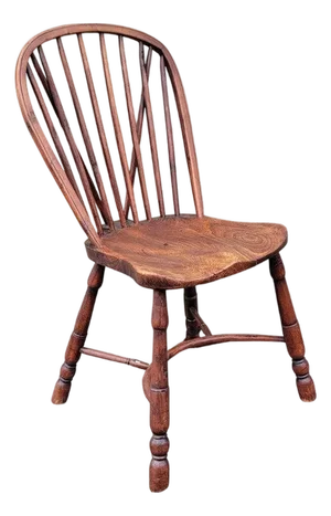 18thc Hand Carved English Bow Back Windsor Chair