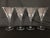 Modern floral etched clear set of four wine glasses in excellent condition. 3.75”D X 7.25”T