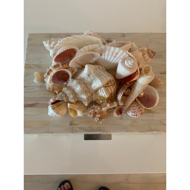 Beautiful unique mother of pearl box with natural seashells