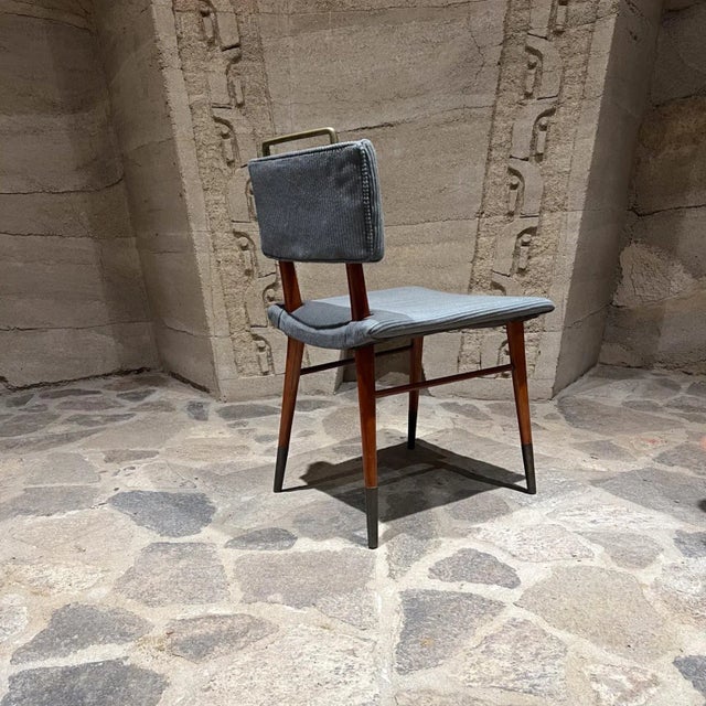 Gray 1960s Eight Mahogany Bronze Custom Dining Chairs Arturo Pani Mexico City For Sale - Image 8 of 11