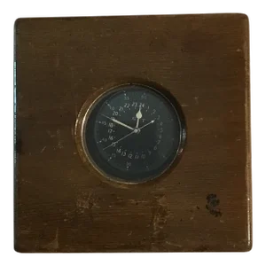 1940s WWII Naval Aviator Clock and Wooden Box Aircraft Navigational Watch Box, The Pilliod Cabinet Co.