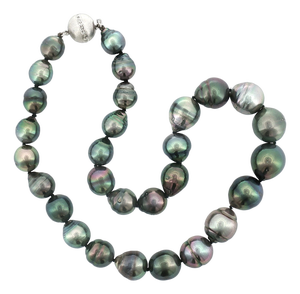 Late 20th-Century 14k White Gold Baroque Tahitian Cultured Pearl Necklace