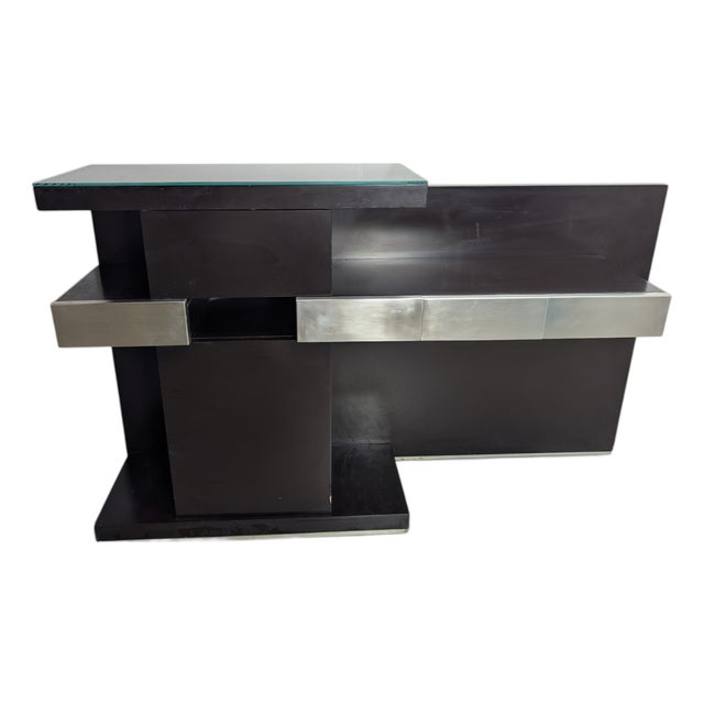 Console Table in Lacquered Wood and Glass, Italy, 1980s For Sale