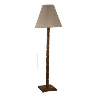 Scandinavian Modern Brutalist Oak Floor Lamp, 1960s For Sale