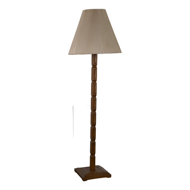 Scandinavian Modern Brutalist Oak Floor Lamp, 1960s For Sale