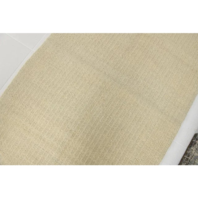 Contemporary Beige Striped Hemp Runner Rug For Sale - Image 3 of 18