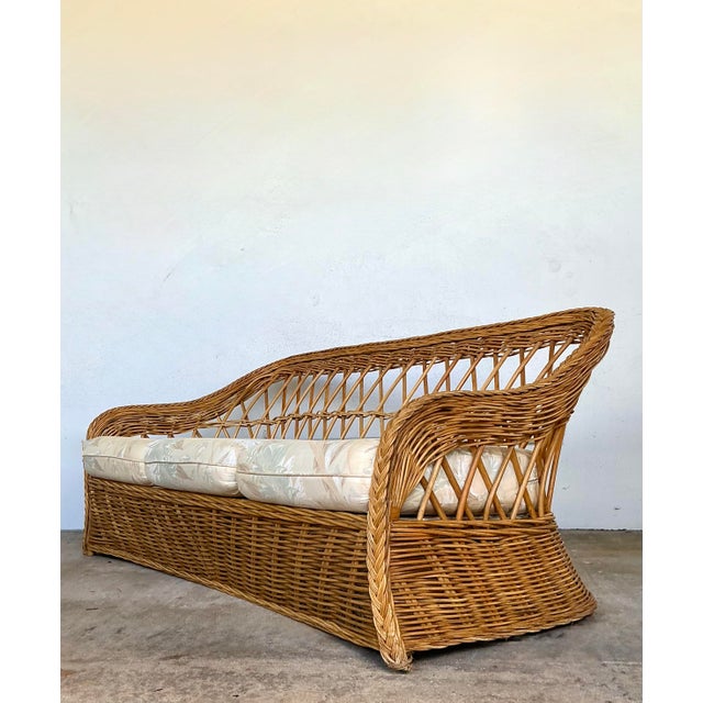 Late 20th Century Vintage Braided Rattan 3 Seat Sofa For Sale - Image 5 of 12