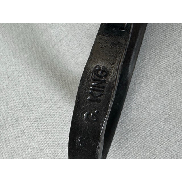 Vintage Brutalist Hand-Forged Iron Candle Taper Holders, Set of Three For Sale - Image 11 of 12