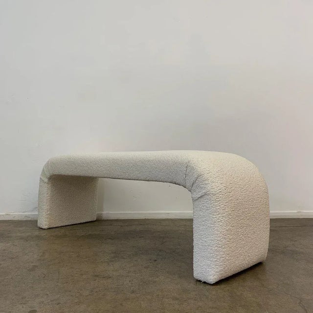 Custom Made Waterfall Bench in Sherpa For Sale - Image 4 of 13