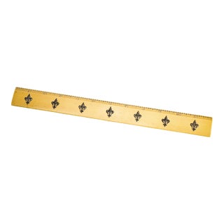 Victorian Antique French Fleur De Lis Desk Ruler Silver Appliqué 12 Inch For Sale