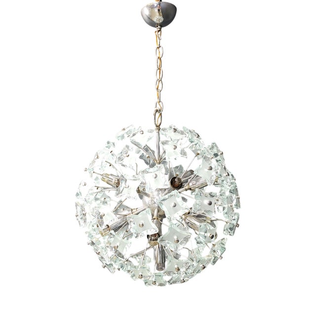 Brutalist Sputnik Chandelier in Glass, 1970s For Sale