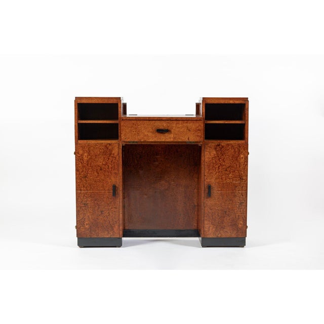 This elegant American Art Deco vanity cabinet or dressing table was made circa 1930. Beautifully handcrafted with birdseye...