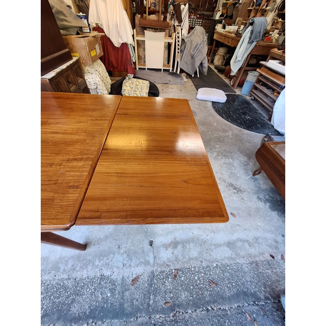1960s MCM Danish Teak Expandable Dining Table For Sale - Image 9 of 12