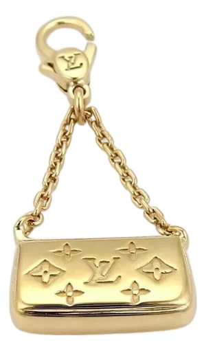 Mid 20th Century Louis Vuitton de Monogram 18k Yellow Gold Clutch Purse Charm Pendant
