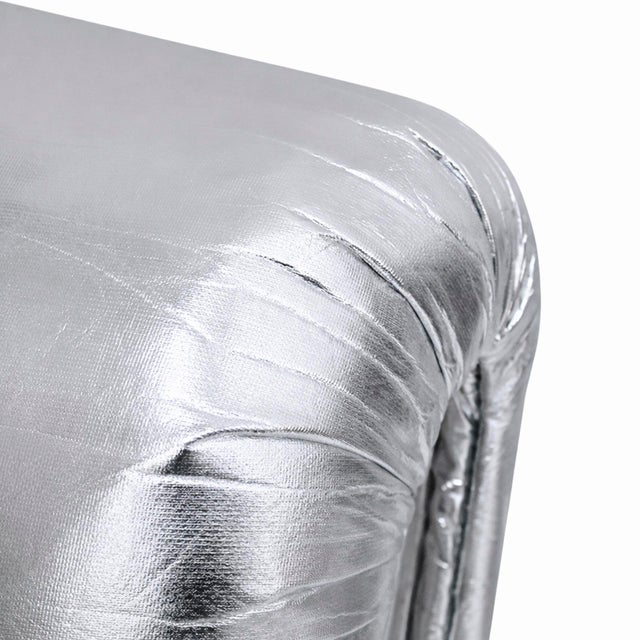 Space Age Moscheni Fiberglass and Silver Vinyl Fabric Chair, 1970s For Sale - Image 6 of 9