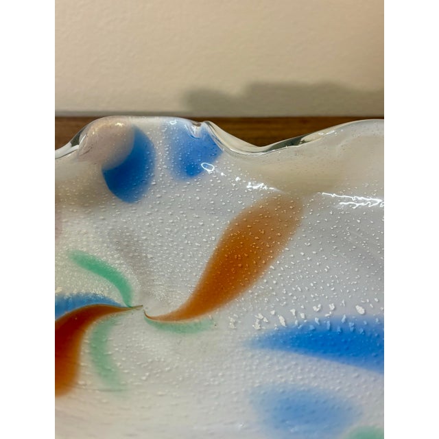 1970s Vintage Murano Seashell Art Glass Bowl, Italian Cased Glass Catchall Dish For Sale - Image 5 of 7