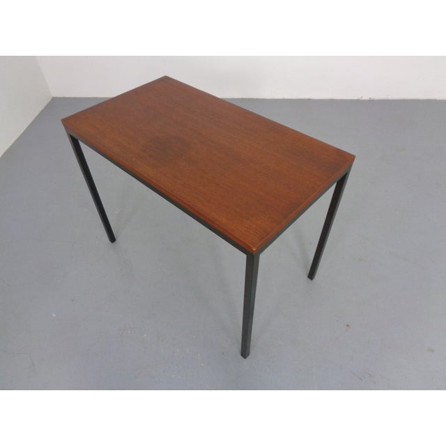 Minimalist Danish desk in teak and steel from the 1960s.