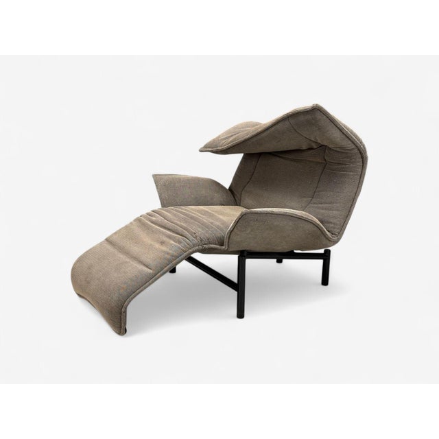 Mid-Century Modern Vico Magistretti, Italian Modern, Fabric, Metal, Veranda Lounge Chair, 1980s For Sale - Image 3 of 14
