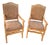 Vintage Mid-Century French Provincial Style Open Armchairs With Tapestry Brocade - A Pair For Sale