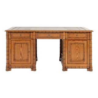Antique French Faux Bamboo Partner's Desk, 1800s For Sale