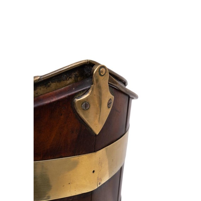 Antique Dutch Georgian Mahogany Brass-Bound Peat Bucket, 1830s For Sale - Image 10 of 11