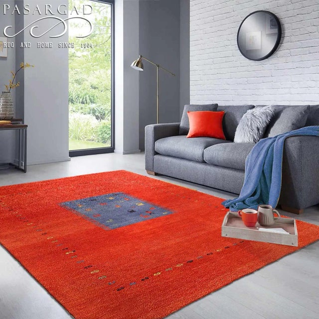 Pasargad Red Hand Knotted Gabbeh Rug For Sale - Image 4 of 4