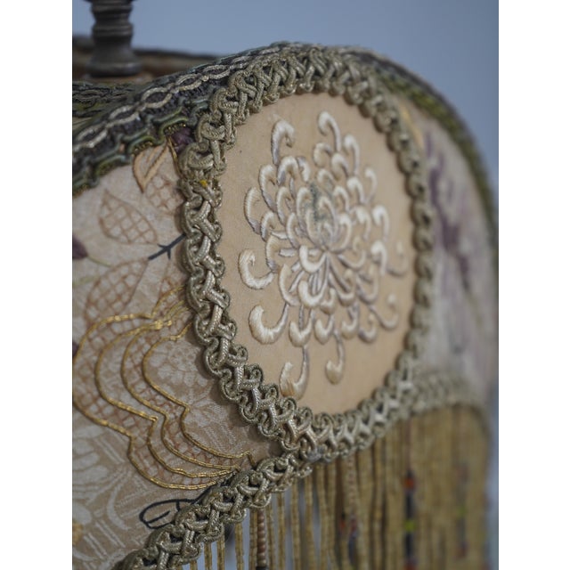 Vintage Art Deco Metal Floor Lamp W. Beaded Shade For Sale - Image 10 of 13