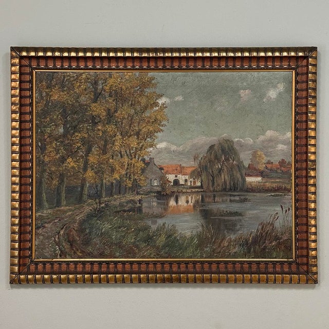 Framed Oil Painting on Canvas by Léon Dardenne (1865-1912) 'Lake View' For Sale In Dallas - Image 6 of 16