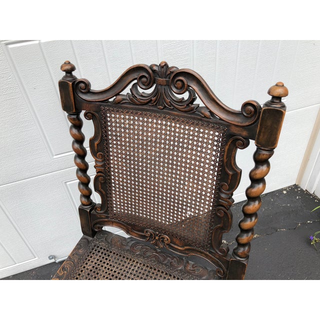 20th Century Jacobean Style Caned Chaise Lounge Chairish