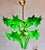 Vintage Italian Green Murano Style Hand Painted Lily Flower Chandelier Flush Mount For Sale - Image 9 of 13