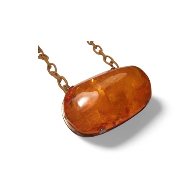 Traditional Antique Natural Baltic Sea Amber Brooch Pin Pendant Necklace For Sale - Image 3 of 3