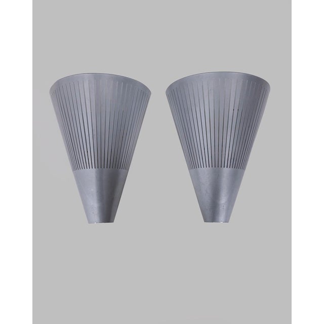 Pair of grey metal wall lamps, designed by Ikea, 1980s. This piece has an attribution mark, I am sure that it is...