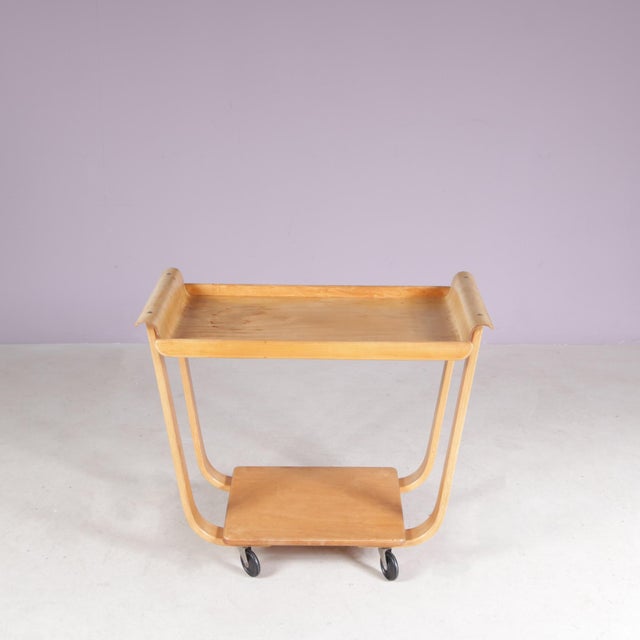 Vintage Dutch PB01 Birch Trolley by Cees Braakman for Pastoe, Netherlands, 1950s For Sale - Image 9 of 10
