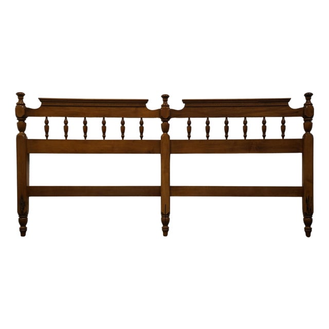 High End Solid Hard Rock Maple Colonial Early American Style King Size Spindle Headboard For Sale