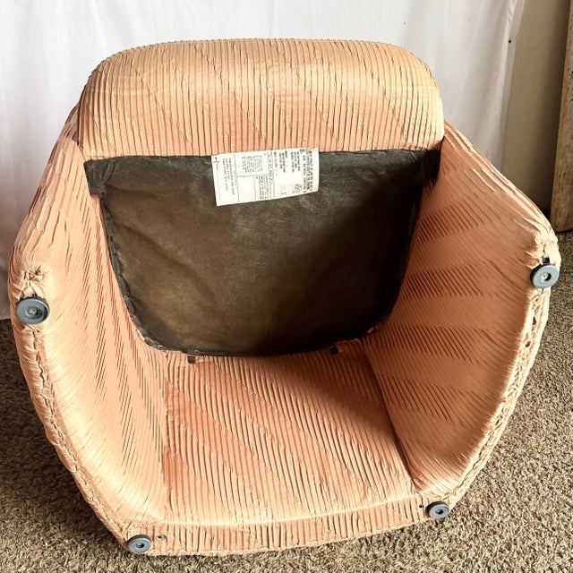 Postmodern Pleated Pink Fabric Arm Chairs by Preview Furniture - Set of 6 For Sale In Miami - Image 6 of 12