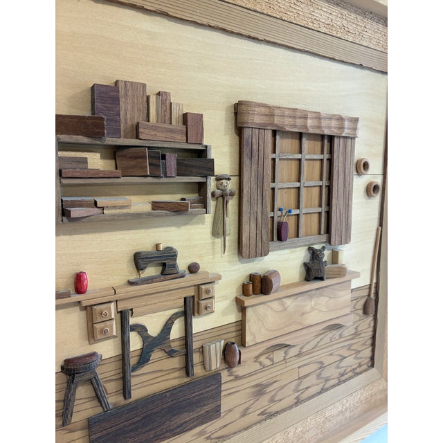 Signed Wood Marquetry Diorama"Grandma's Passion" by Cleve Lewis, 1994 For Sale - Image 17 of 18