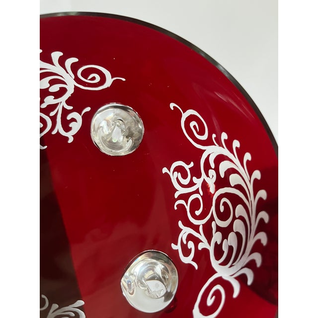 Ruby Red Vintage Egermann Ruby Red Bohemian Lidded Footed Candy Dish For Sale - Image 8 of 9